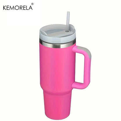 Tumbler With Handle Lid Straw - Stainless Steel
