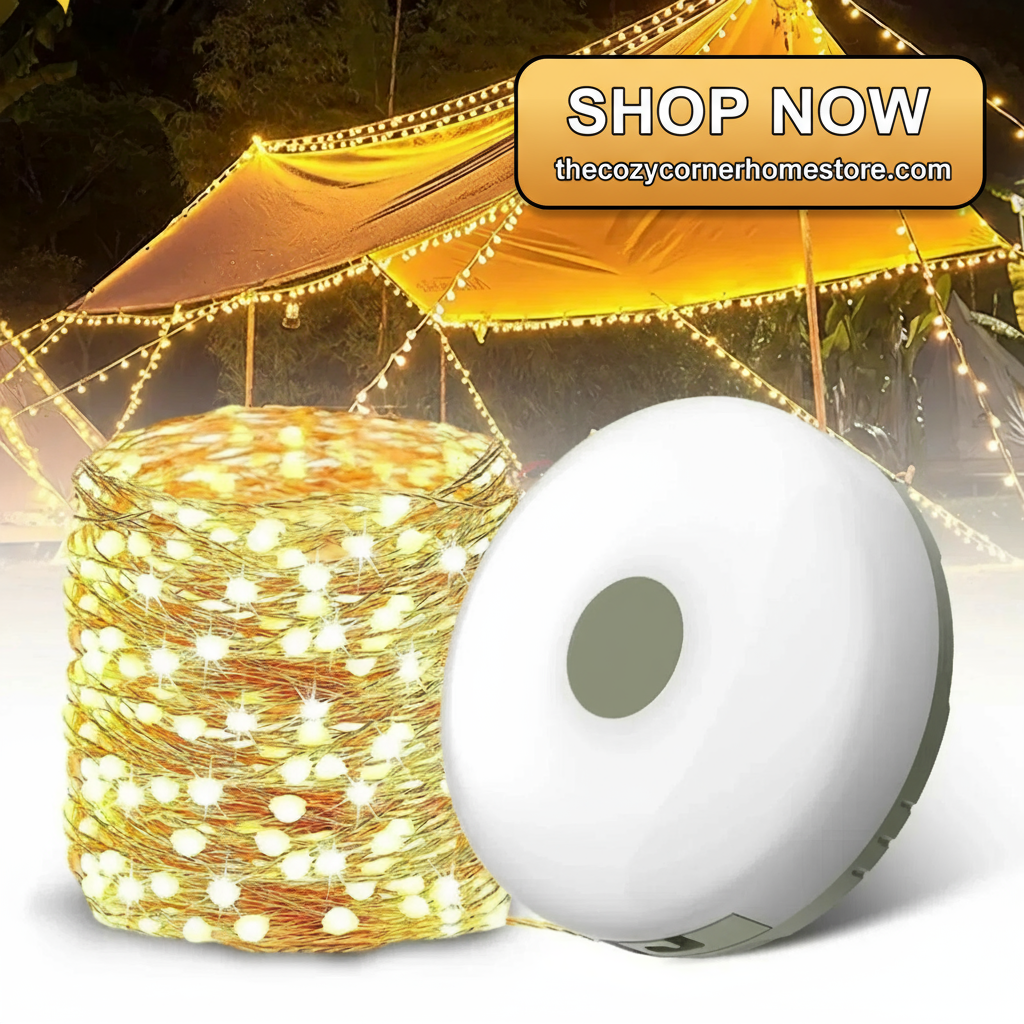 Solar-Powered Camping String Lights – Warm & Decorative