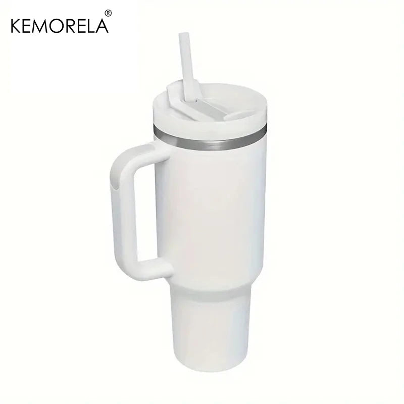 Tumbler With Handle Lid Straw - Stainless Steel