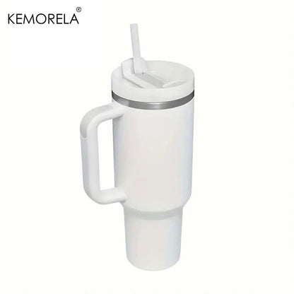Tumbler With Handle Lid Straw - Stainless Steel