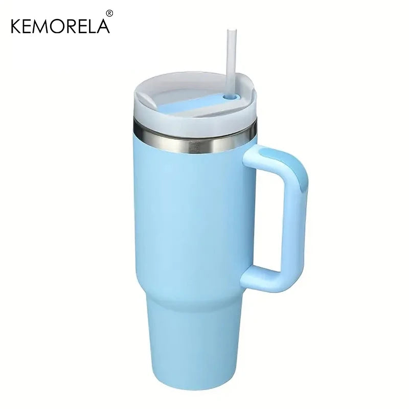 Tumbler With Handle Lid Straw - Stainless Steel