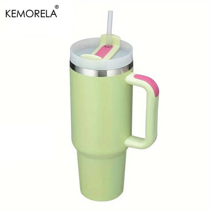 Tumbler With Handle Lid Straw - Stainless Steel