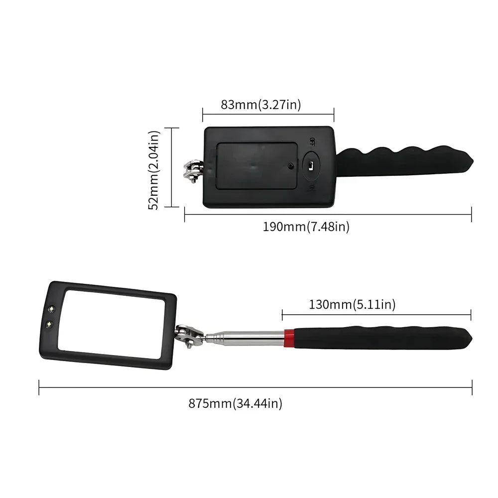Mechanical Mirror - LED Light Telescoping