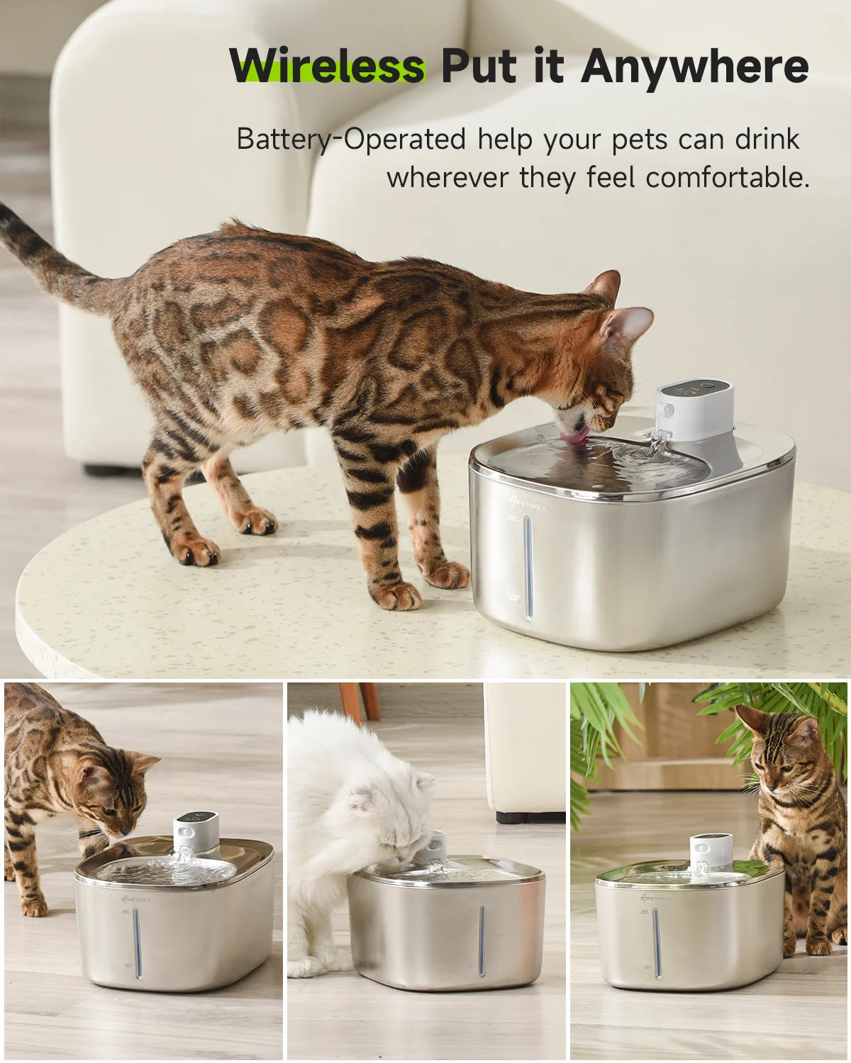 Wireless Pet Water Fountain -  Auto Sensor Drinking Fountain