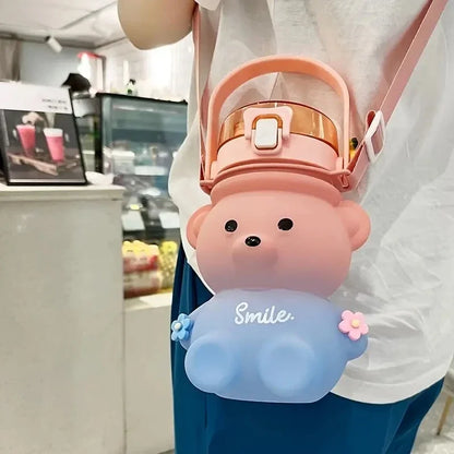 1pc Bear Water Bottle - Multi Color Ombre