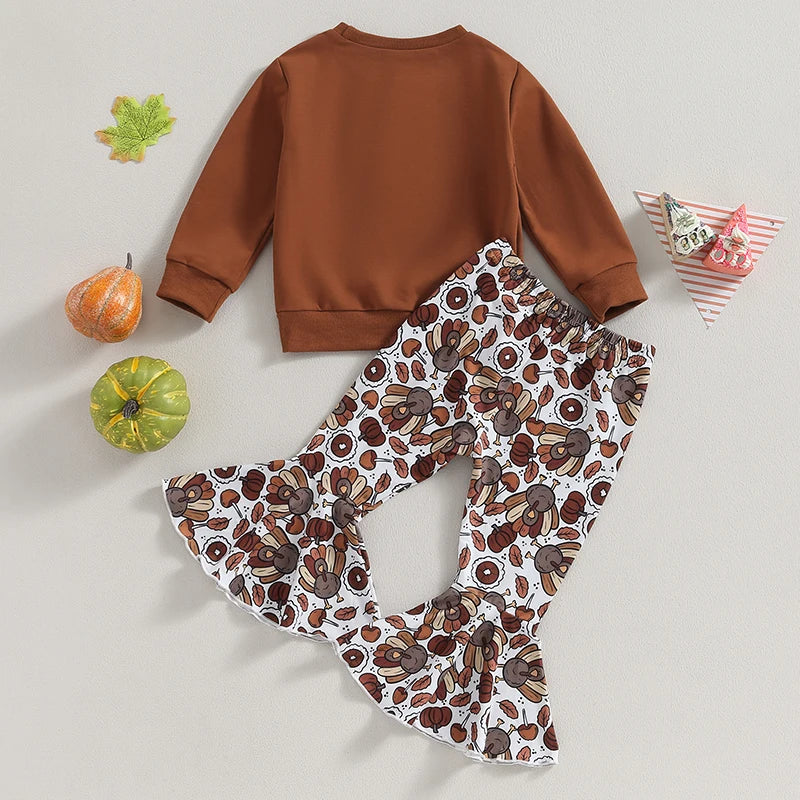 Baby Girl 2Pcs Thanksgiving Outfit - Long Sleeve Sweatshirt Pants Set