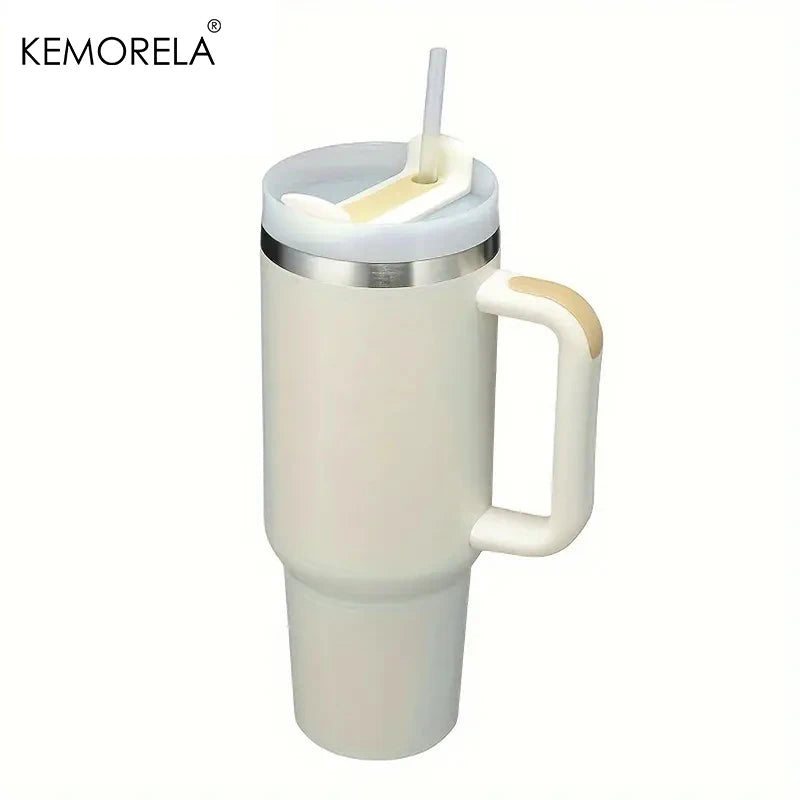 Tumbler With Handle Lid Straw - Stainless Steel