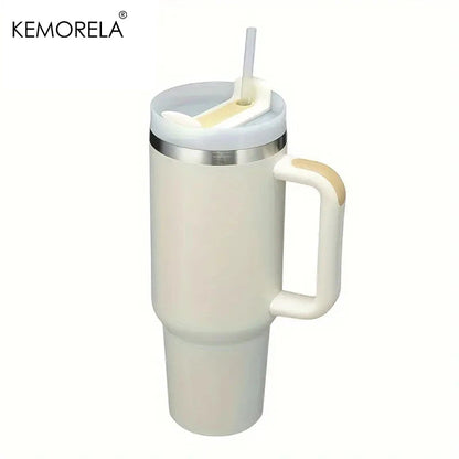 Tumbler With Handle Lid Straw - Stainless Steel