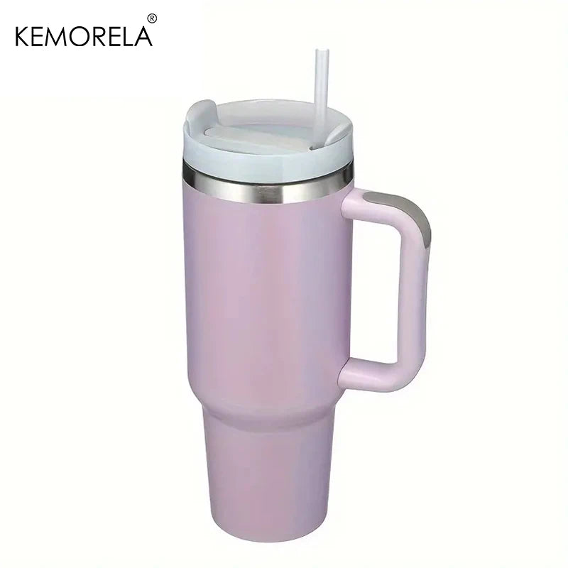 Tumbler With Handle Lid Straw - Stainless Steel
