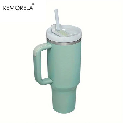 Tumbler With Handle Lid Straw - Stainless Steel