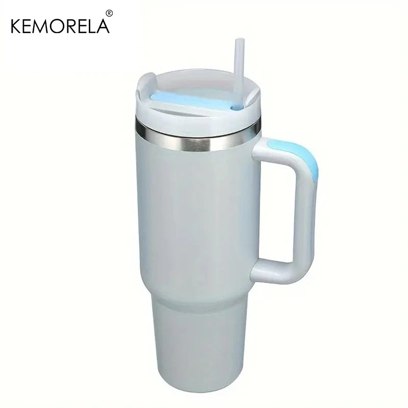 Tumbler With Handle Lid Straw - Stainless Steel