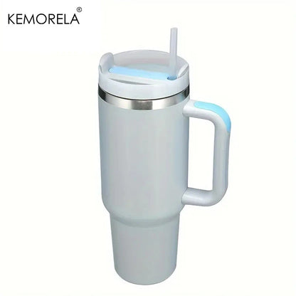 Tumbler With Handle Lid Straw - Stainless Steel