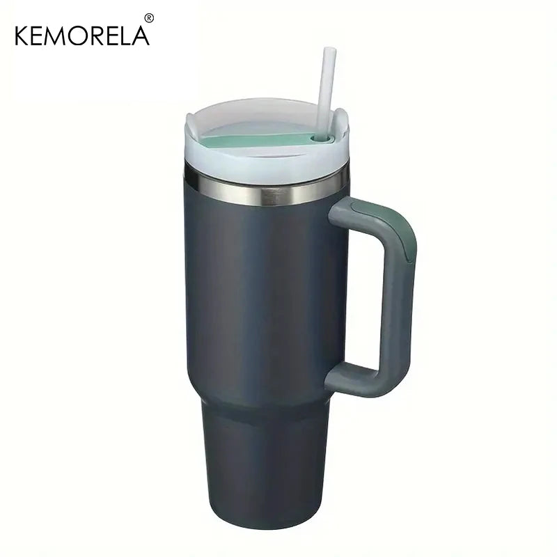 Tumbler With Handle Lid Straw - Stainless Steel