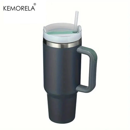 Tumbler With Handle Lid Straw - Stainless Steel