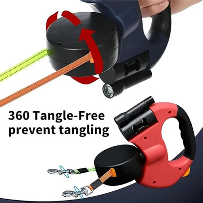 Double Ended Leash - Tangle-Free with LED Flashlight