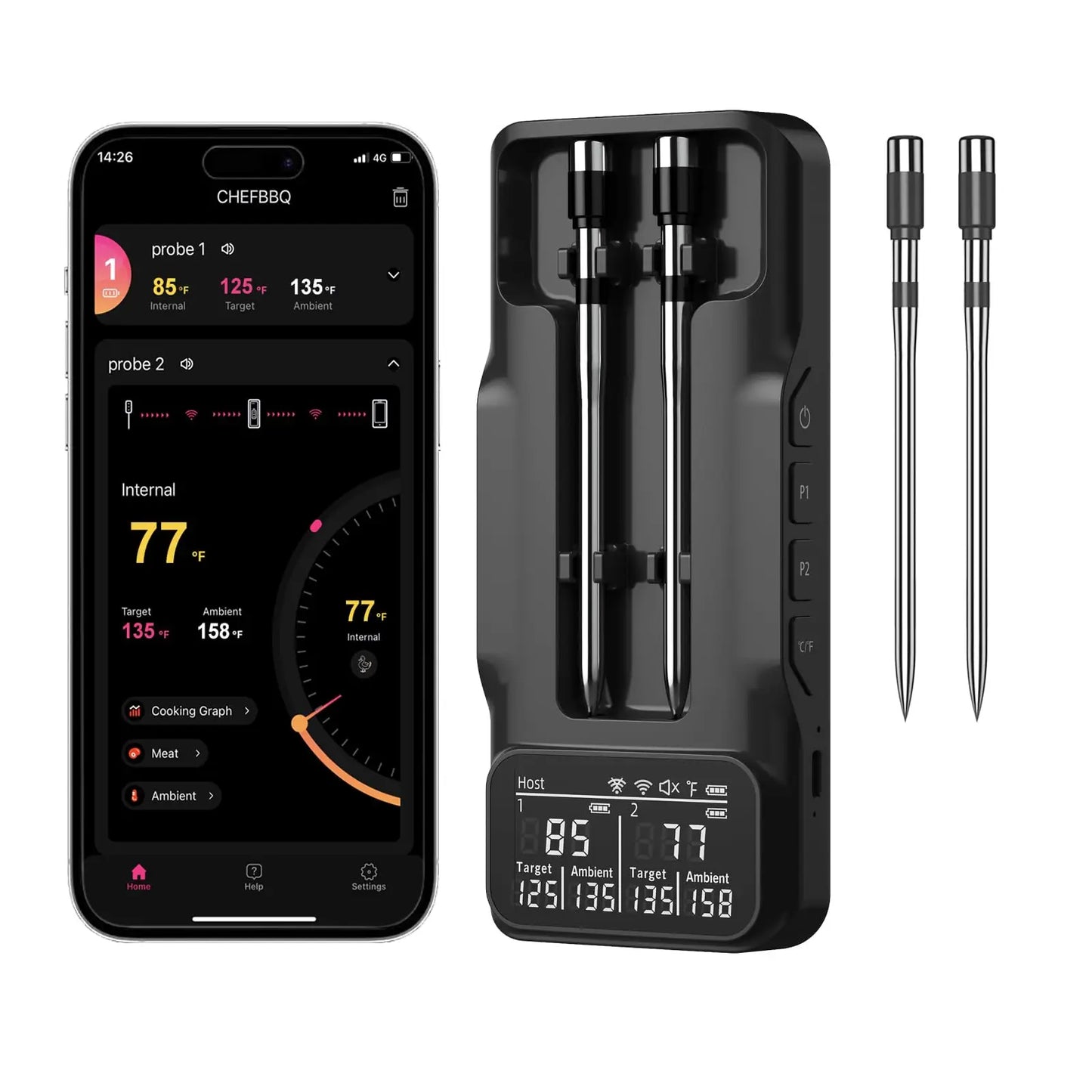 Wireless Meat Thermometer - Digital Bluetooth