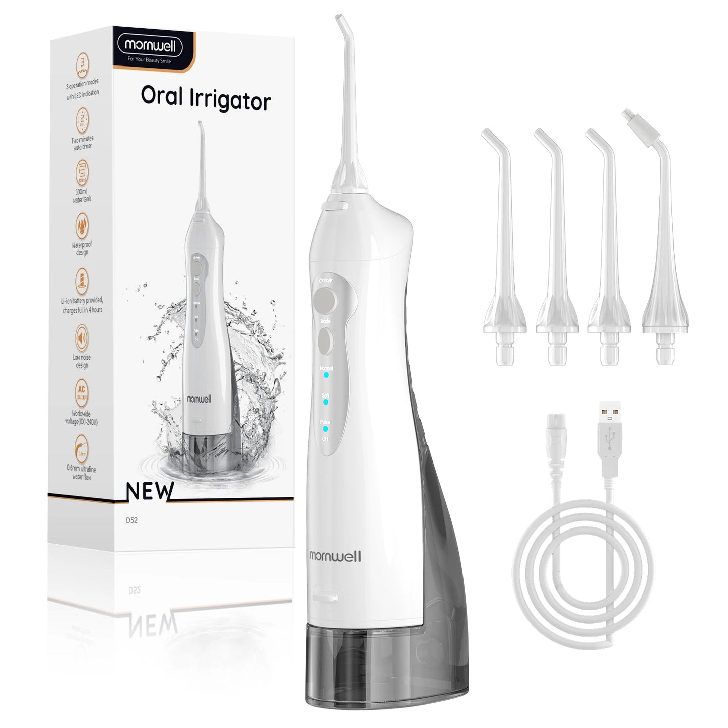 Portable Dental Water Flosser -  USB Rechargeable 3 Modes