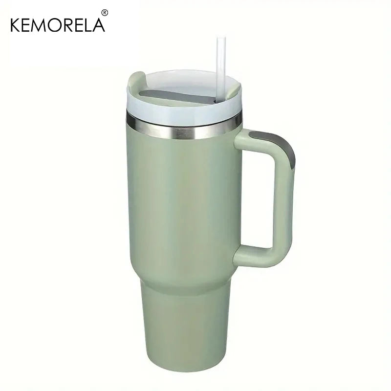Tumbler With Handle Lid Straw - Stainless Steel