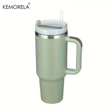 Tumbler With Handle Lid Straw - Stainless Steel
