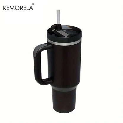 Tumbler With Handle Lid Straw - Stainless Steel