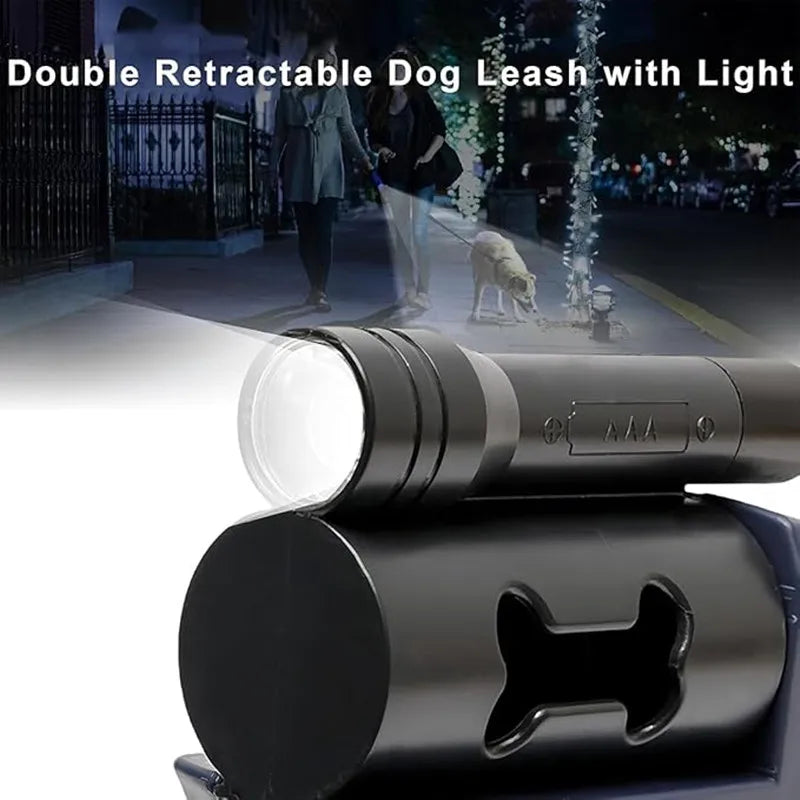 Double Ended Leash - Tangle-Free with LED Flashlight