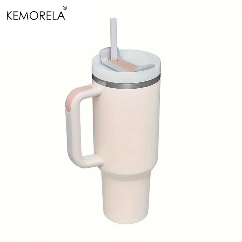 Tumbler With Handle Lid Straw - Stainless Steel