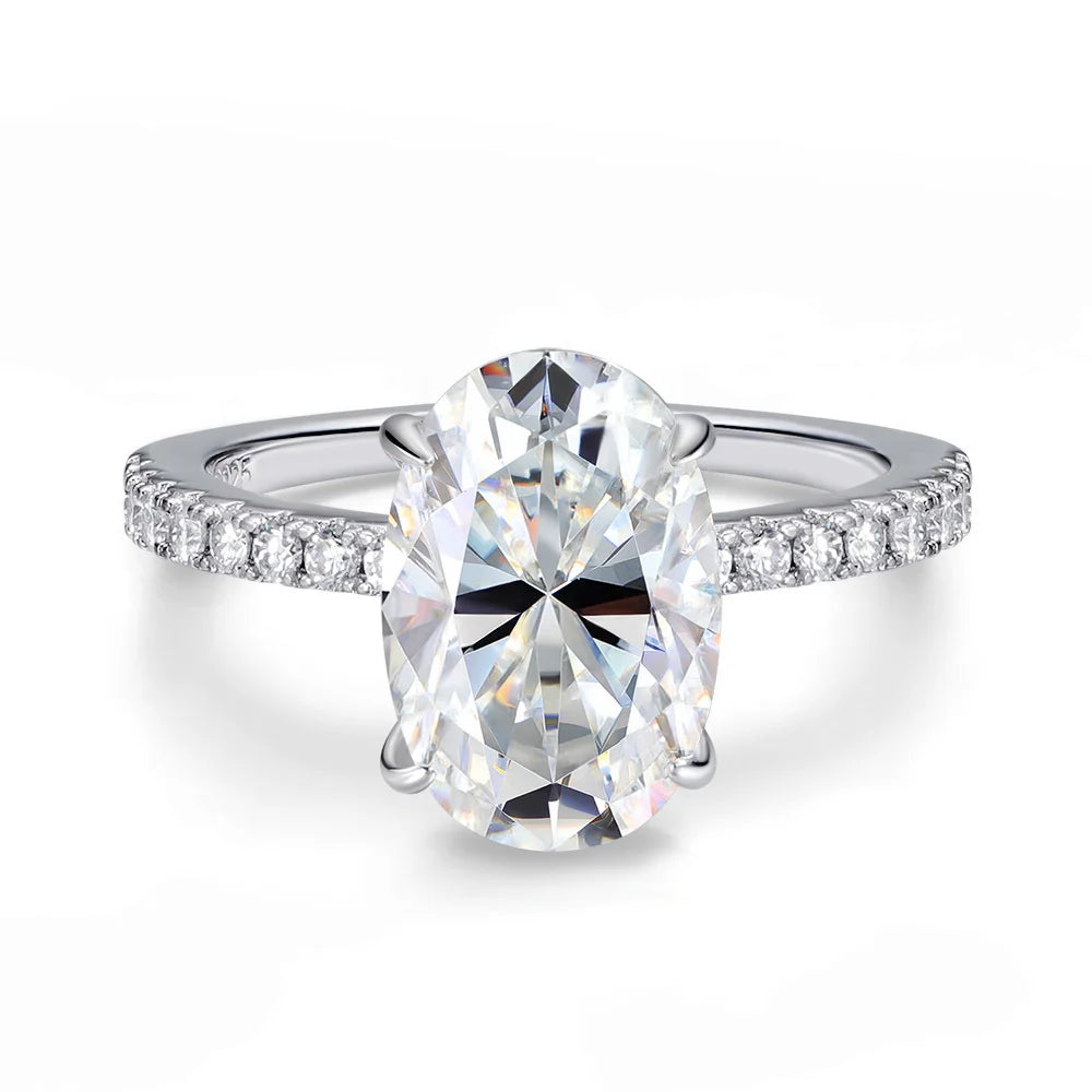 Oval Cut Stone Sterling Silver Ring - Engagement Wedding