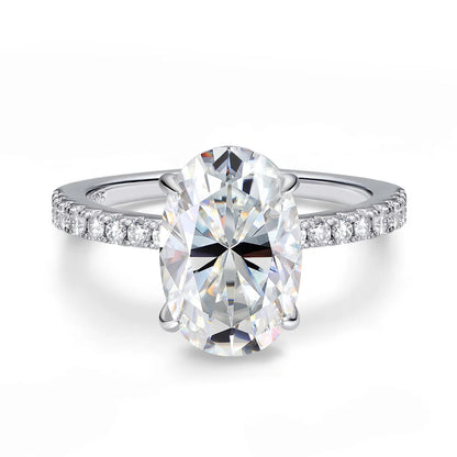 Oval Cut Stone Sterling Silver Ring - Engagement Wedding