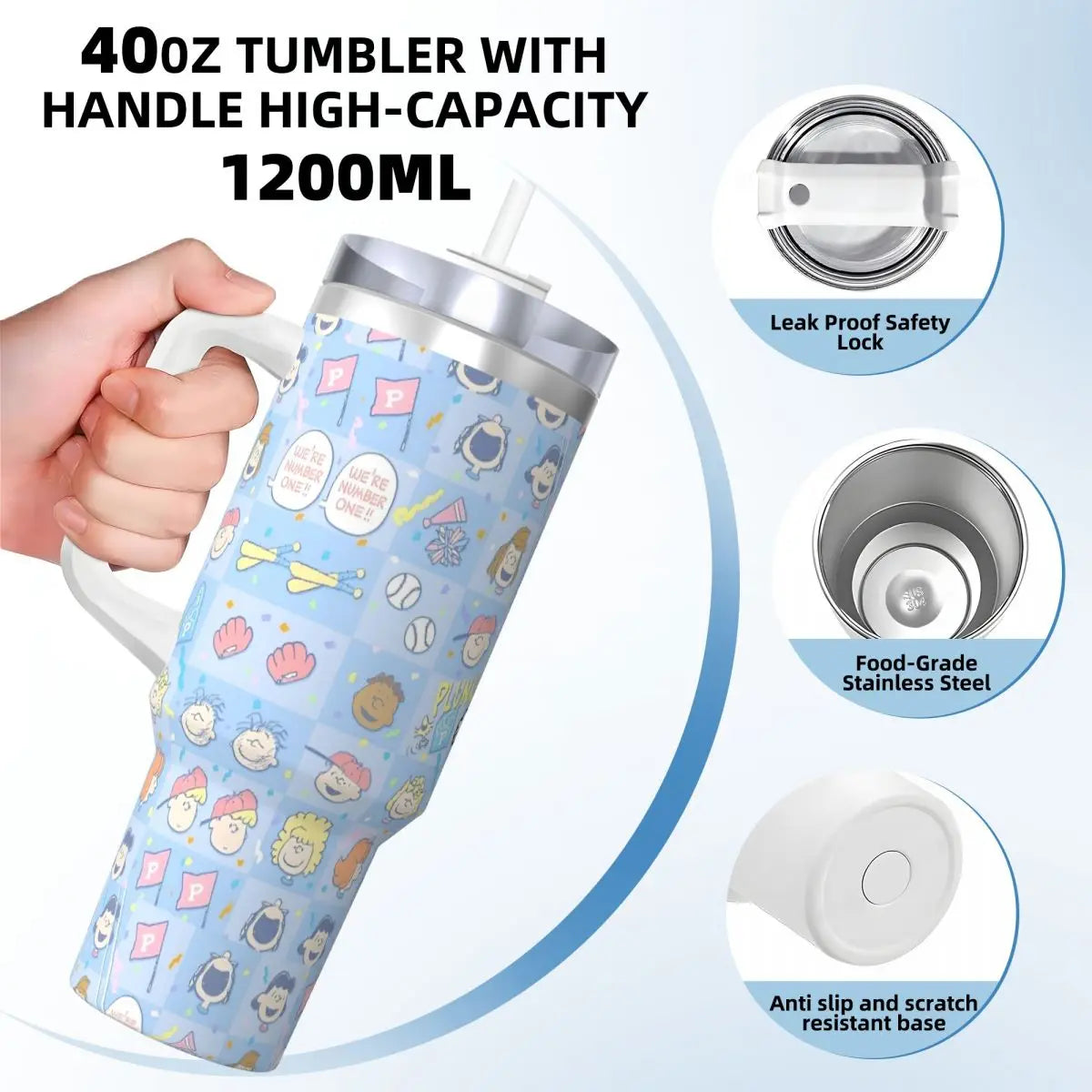 Snoopy Stainless Steel Tumbler -  Peanuts Water Bottle