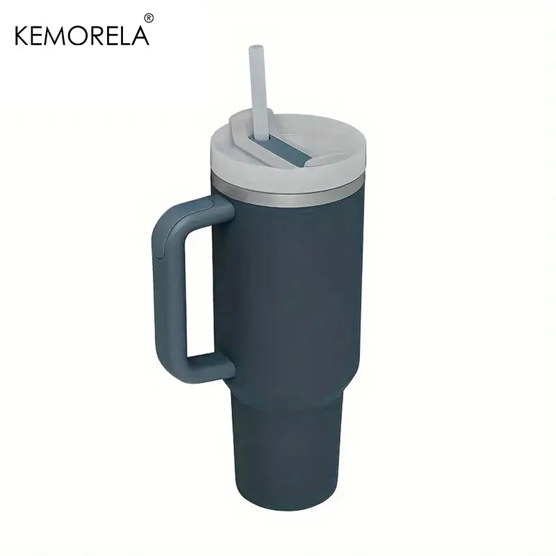 Tumbler With Handle Lid Straw - Stainless Steel