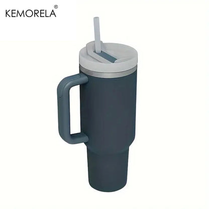 Tumbler With Handle Lid Straw - Stainless Steel