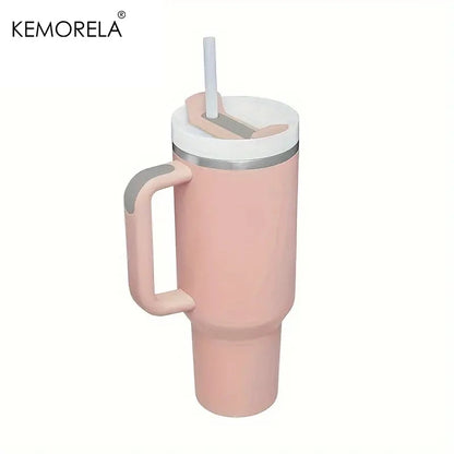 Tumbler With Handle Lid Straw - Stainless Steel
