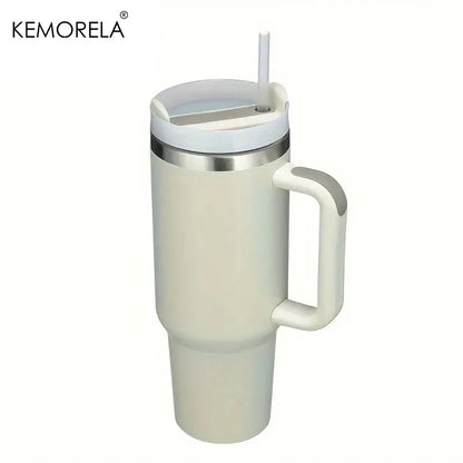 Tumbler With Handle Lid Straw - Stainless Steel