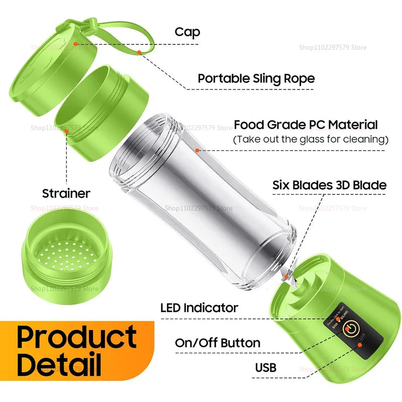 Portable Juice Mixer - USB Rechargeable Smoothie Maker